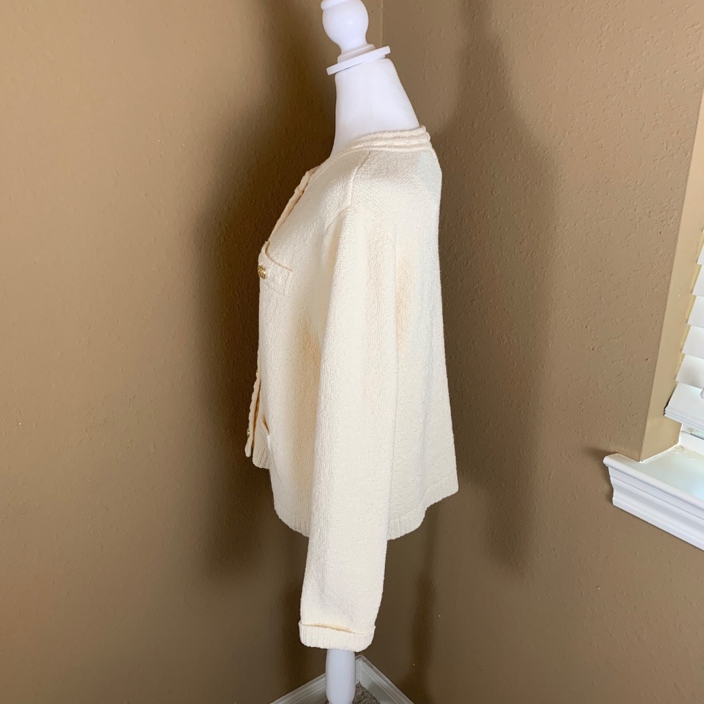 NWT H&M Cream Knit Cardigan Gold Buttons Size L - Picture 5 of 9